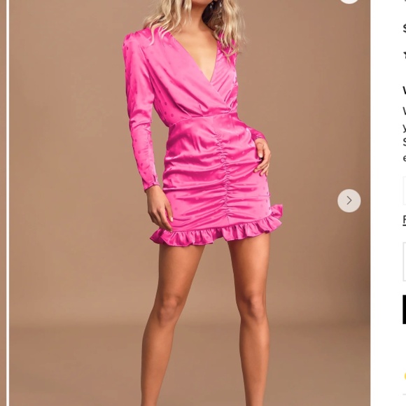 WAYF Phoenix Magenta Jacquard Satin Polka Dot Long Sleeve Mini Dress - Picture 3 of 4